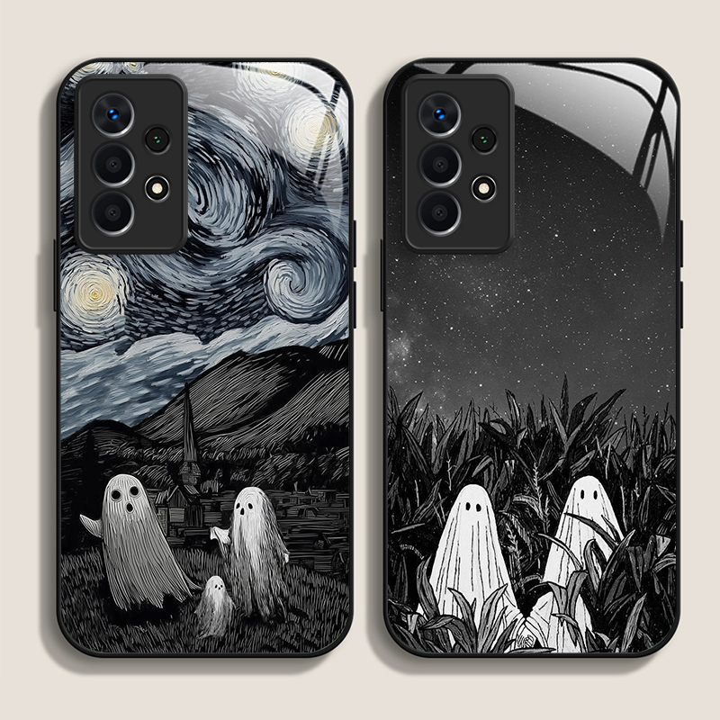 Phone Cases Drawing - Funny Ghost Abstract Art Pattern Tempered