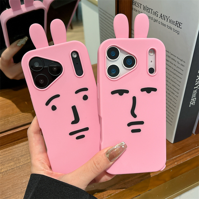 Phone Cases Quirky - Kawaii 3D Funny Cartoon Pink Emoji
