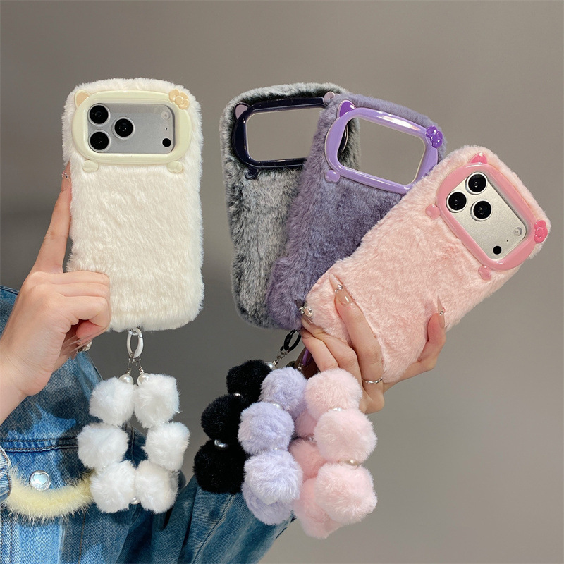 Phone Cases Iphone 12 - Luxury Solid Colors Furry Plush Phone
