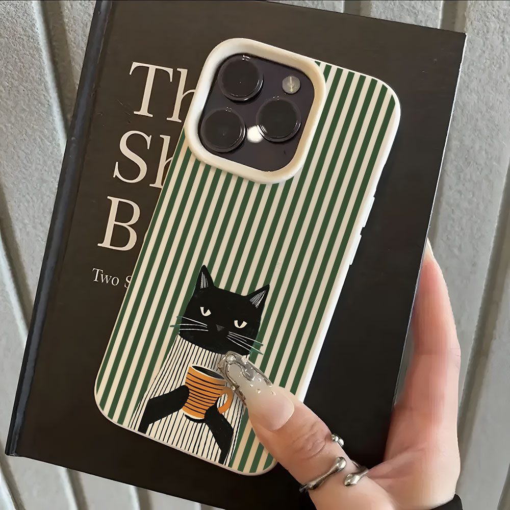 Funny Coffee Cat Pattern Lyche - огляд і ціна Phone Cases Quirky