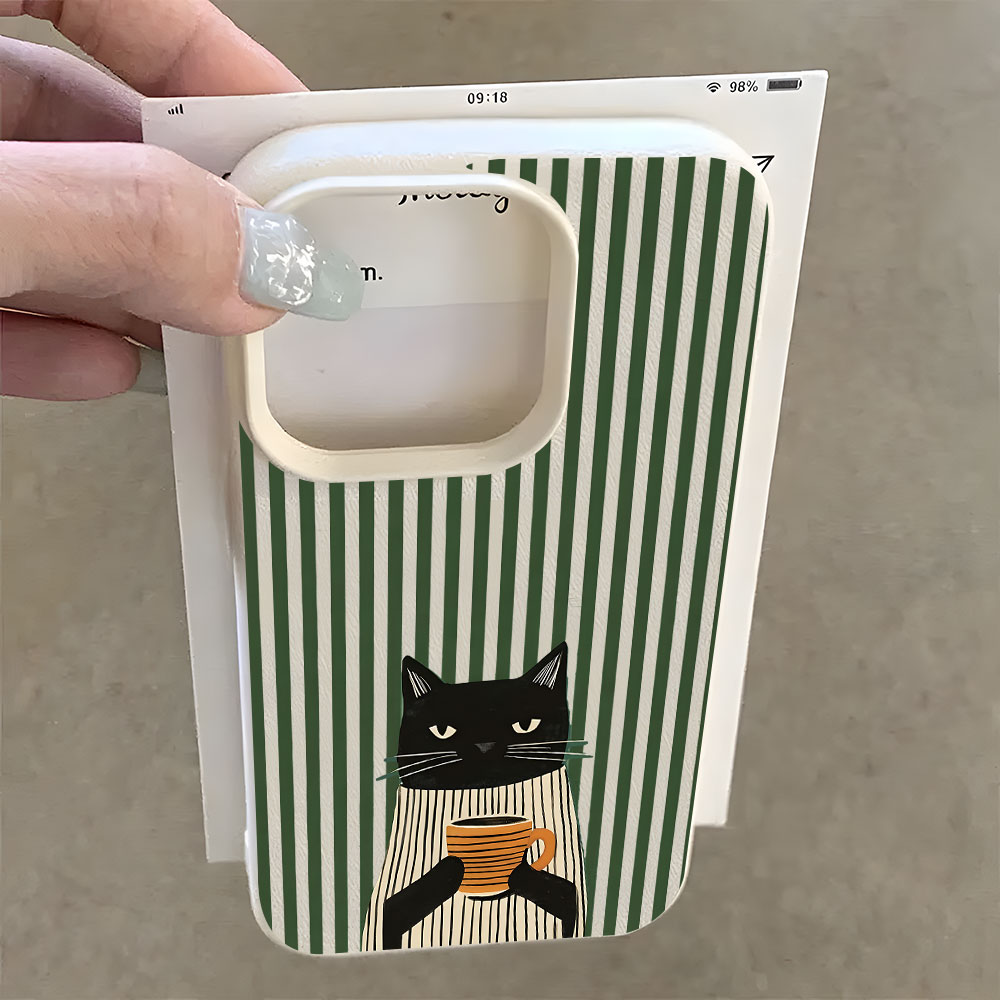 Funny Coffee Cat Pattern Lyche - огляд і ціна Phone Cases Quirky