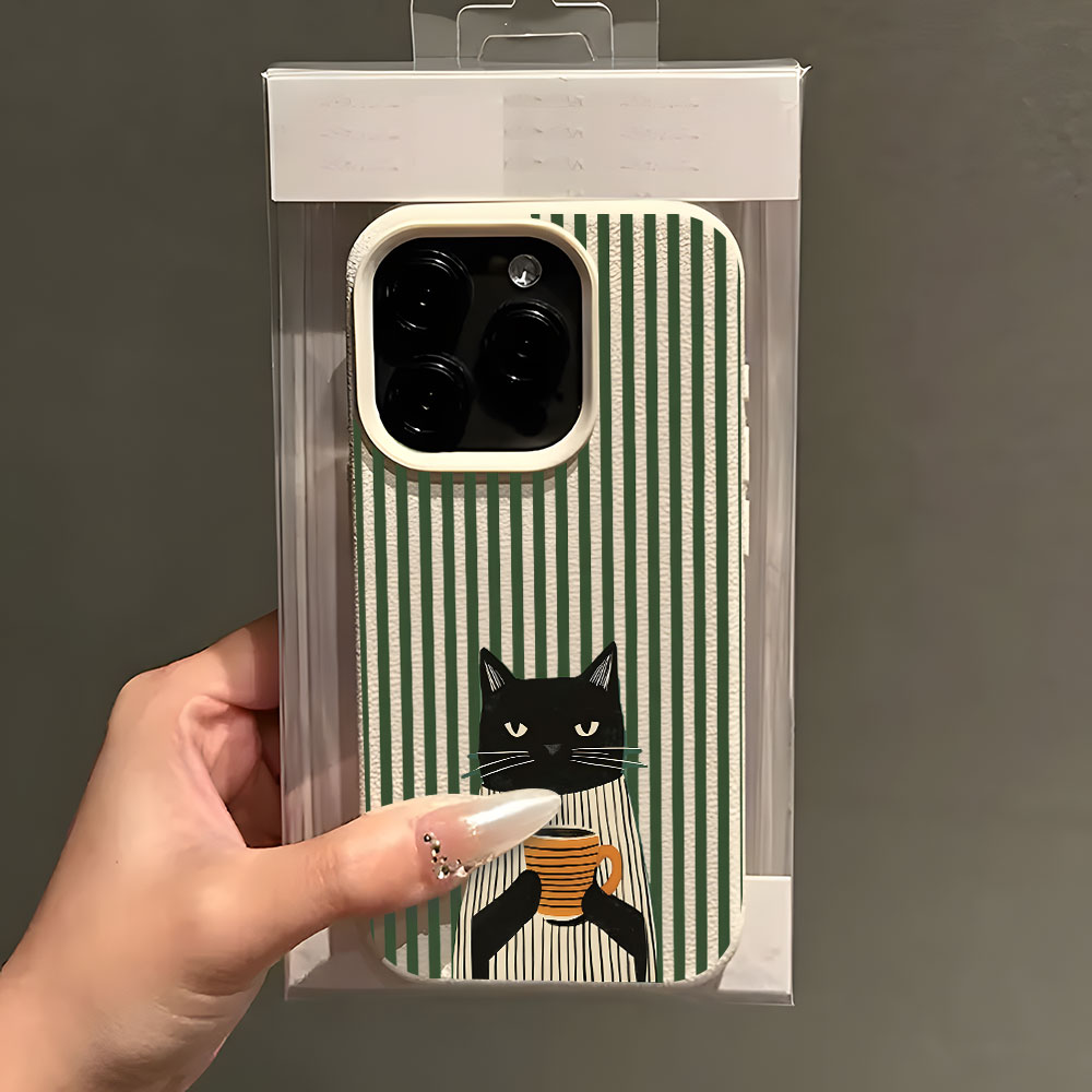 Funny Coffee Cat Pattern Lyche - огляд і ціна Phone Cases Quirky